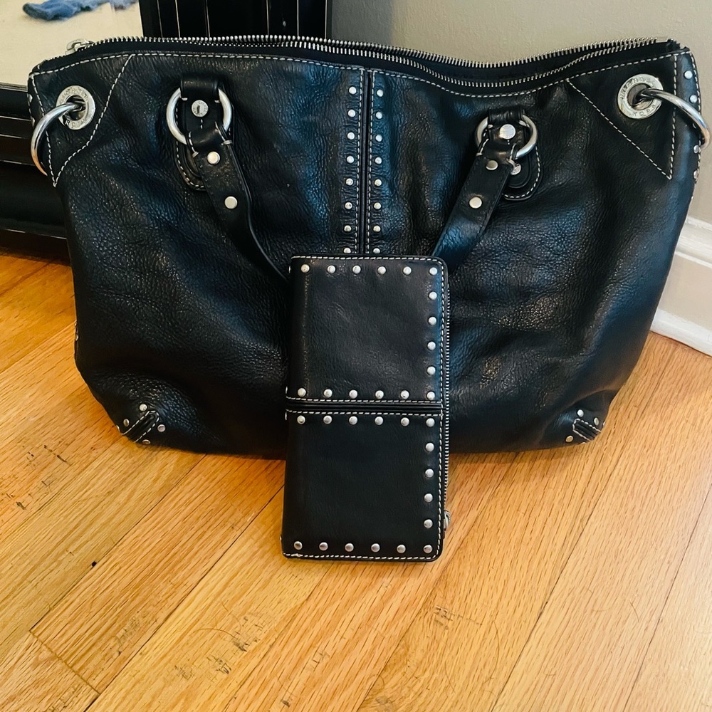 Michael Kors black bag and matching wallet